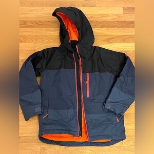 L.L. Bean kids wildcat ski jacket.  Black, Navy and Orange Jacket. Sz small (8)